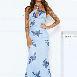Hello Molly Light Blue Floral Maxi Dress